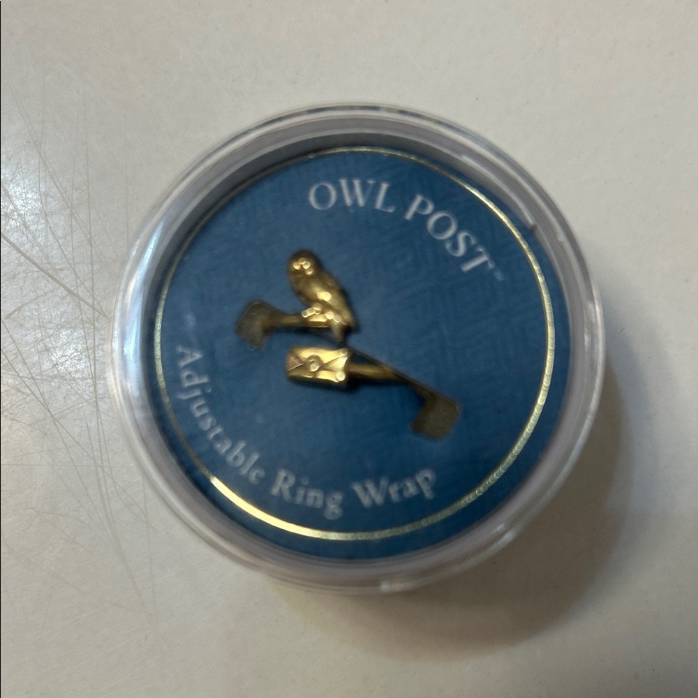 Alex and Ani Gold Owl Adjustable Ring Wrap on Blue Card